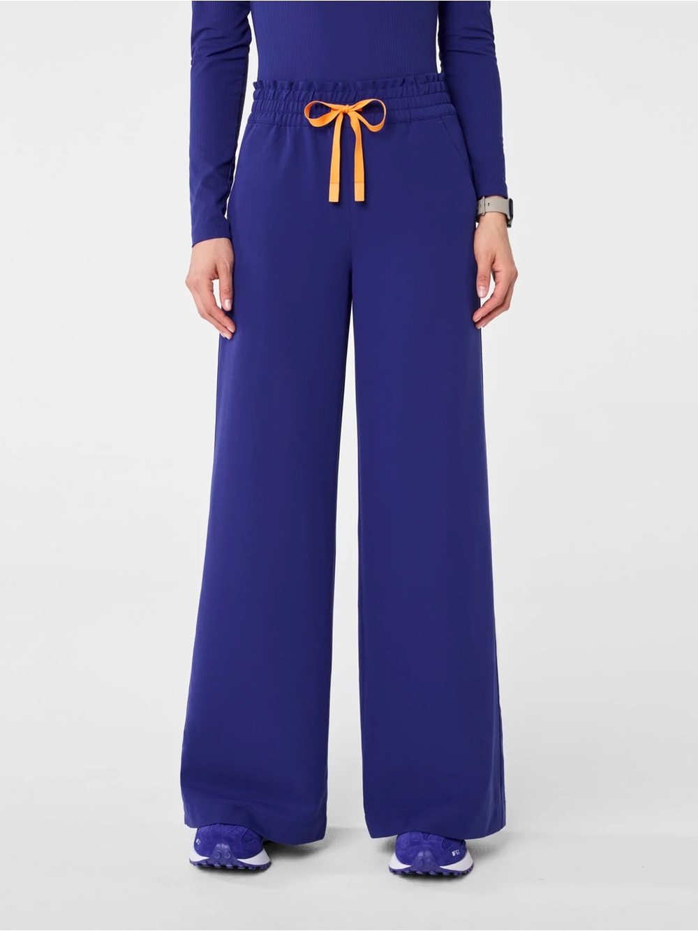 Figs Catarina Top XXSR / Allison Ultra Wide Leg Pants XXSP Set Deep Royal Blue - Picture 6 of 11